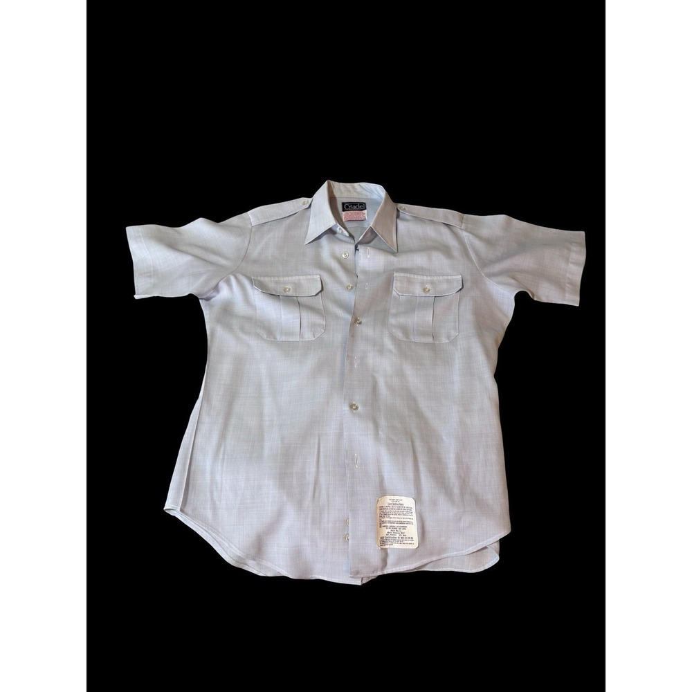VTG Citadel Military Style Button Down shirt polyester wool blend Mens - 16.5